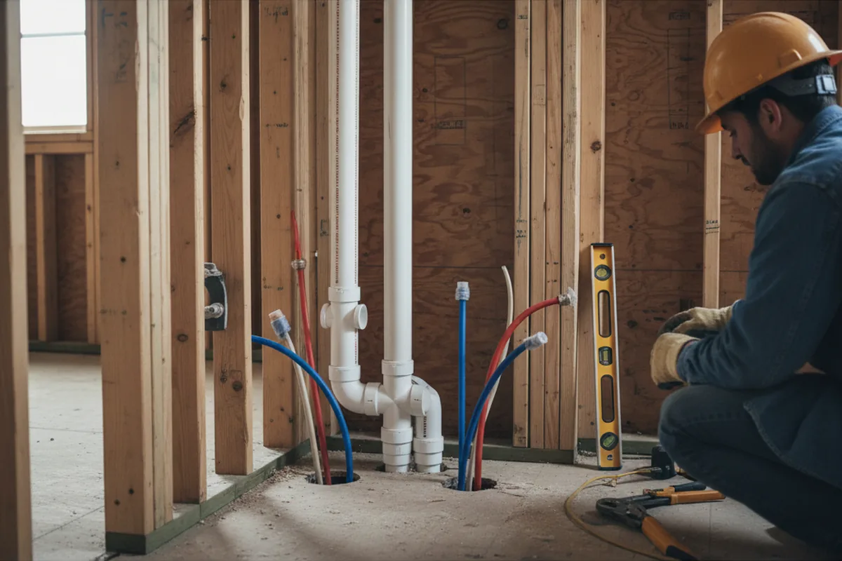 Drain and supply rough-in during Garbage Disposal Repair in Galien