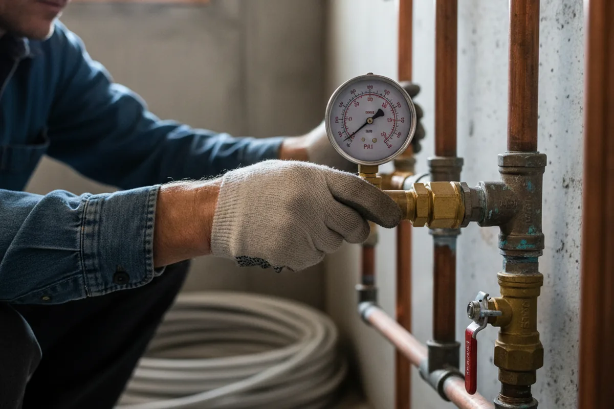 Pressure testing a repaired line during Water Line Repair in Galien